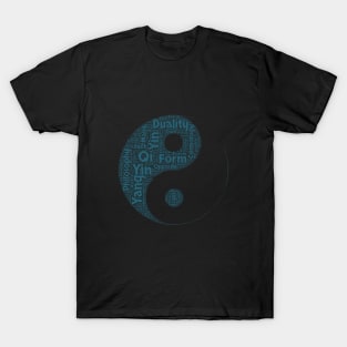 Yin Yang Silhouette Shape Text Word Cloud T-Shirt